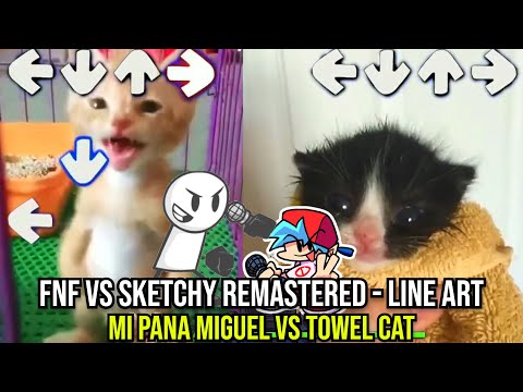 LINE ART BUT MICHAEL VS TOWEL KITTEN - Friday Night Funkin Animation VS Sketchy Remastered Mod
