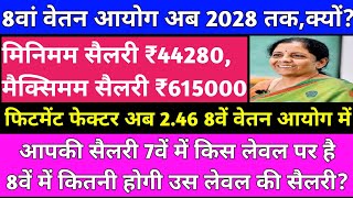 8th Pay Commission,The minimum salary will be ₹44280 & the maximum will be ₹615000!take time 2028
