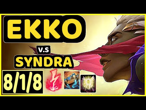 CROWN (EKKO) vs SYNDRA - 8/1/8 KDA MID GAMEPLAY - KR Ranked GRANDMASTER