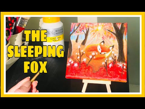 The sleeping fox | Easy acrylic autumn painting 2020