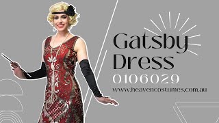 Red and Gold Sequin Women's 1920s Gatsby Dress - Heaven Costumes Exclusive