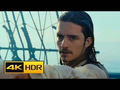 Pirates of the Caribbean Curse of the Black Pearl - Will Turner saves Elizabeth scene in 4K HDR