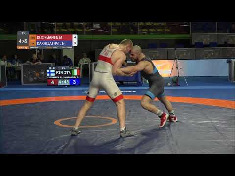 1/2 GR - 97 kg: M. KUOSMANEN (FIN) v. N. KAKHELASHVIL (ITA)
