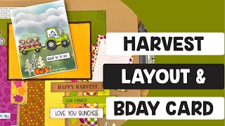 Farmers Market One Page Layout and Harvest Card for Birthdays with Stamps and Die Cuts