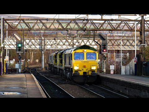 FL Class 66 & 70 No's. 66603 & 70015 & 70002 & 66622 & 66514 on 0K98 @ Guide Bridge on 19.12.20 - HD