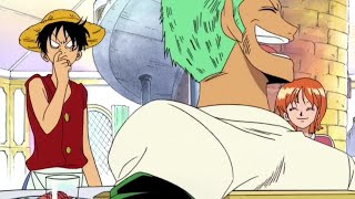 Luffy coloca meleca no copo de Zoro