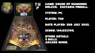 House of Diamonds Deluxe - Zaccaria Pinball - Arcade mode, 5 balls - 140,827,700 points.