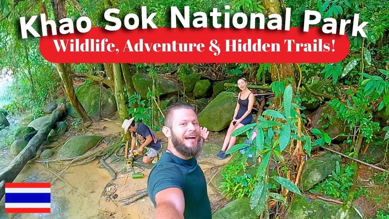 Embarking on a thrilling jungle trek through the verdant expanse of Khao Sok.