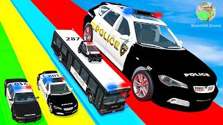 Big and Small Cars vs Slide Colors with Portal Trap – Police Cars Rescue Small Cars – BeamNG.Drive