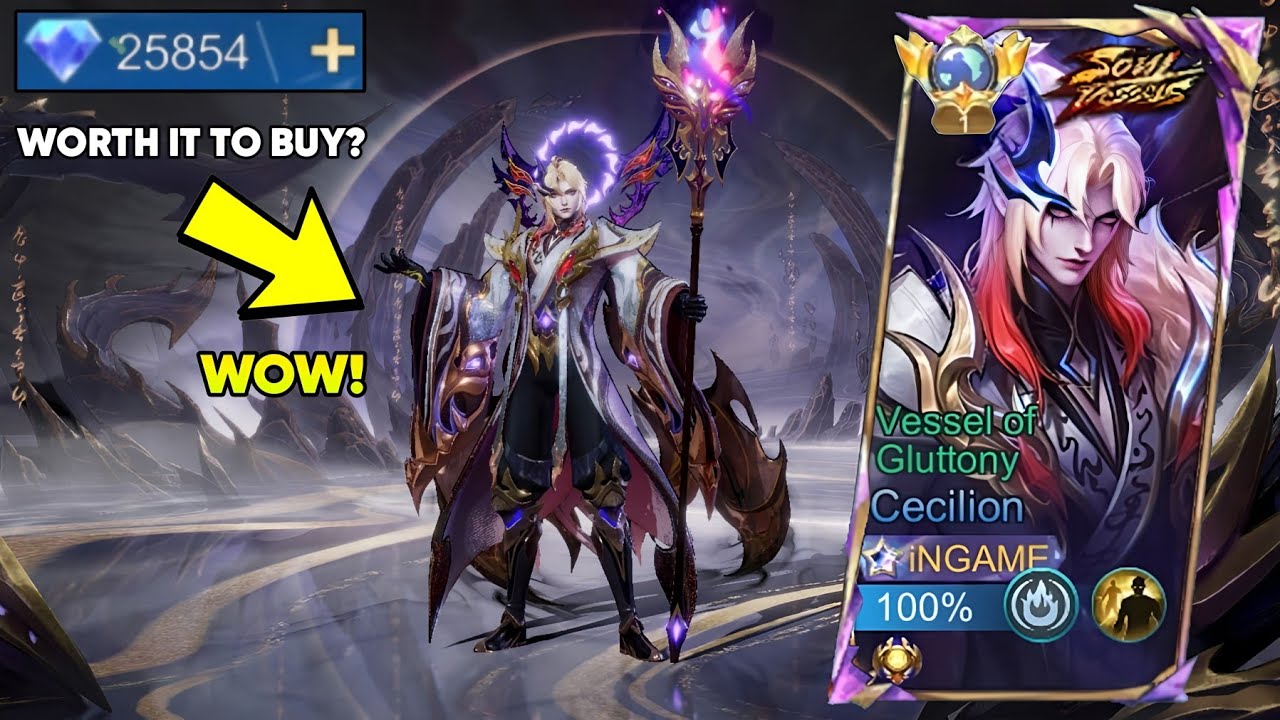 WORTH IT TO BUY? HOW MUCH THE NEW CECILLION VESSEL OF GLUTTONY SKIN? SOUL VESSEL GAMEPLAY - MLBB