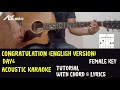 [FEMALE KEY] DAY6 - Congratulations (English Ver) [ Acoustic Karaoke with Chord & Lyric ]
