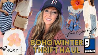 BOHO OUTFITS WINTER THRIFT HAUL | FREE PEOPLE, ROXY & MORE