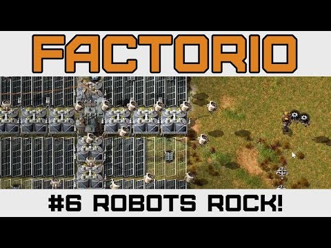 Robots & Biter / Spitter Combat  - Let's Play Factorio - Version 0.15 - Ep 6