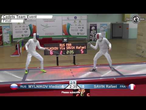 Cadets European Championships Final Men Foil Team Russia vs France