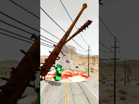 🚗💥 Cars Rush Downhill and Get Smashed by a Spinning Giant Baseball Bat! | BeamNG Drive #crashtest