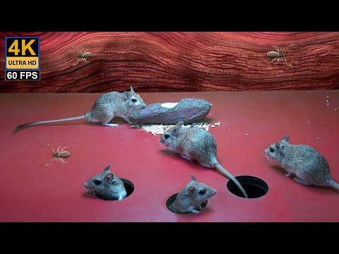 Cat TV for Cats to watch - Mouse hide & seek and Play in jerry holes On screen - 10 hour Cat TV Mice