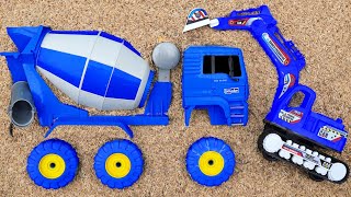 Searching for and assembling large cement mixer trucks, excavators, rolling trucks, slimmers, and...