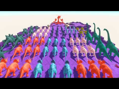 Colored HERBIVORE DINODAURS vs GIANT INVERTEBRATES Championship - Animal Revolt Battle Simulator
