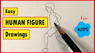 Easy HUMAN FIGURE DRAWING for KIDS step by step || Human figure drawings for beginners | How to draw