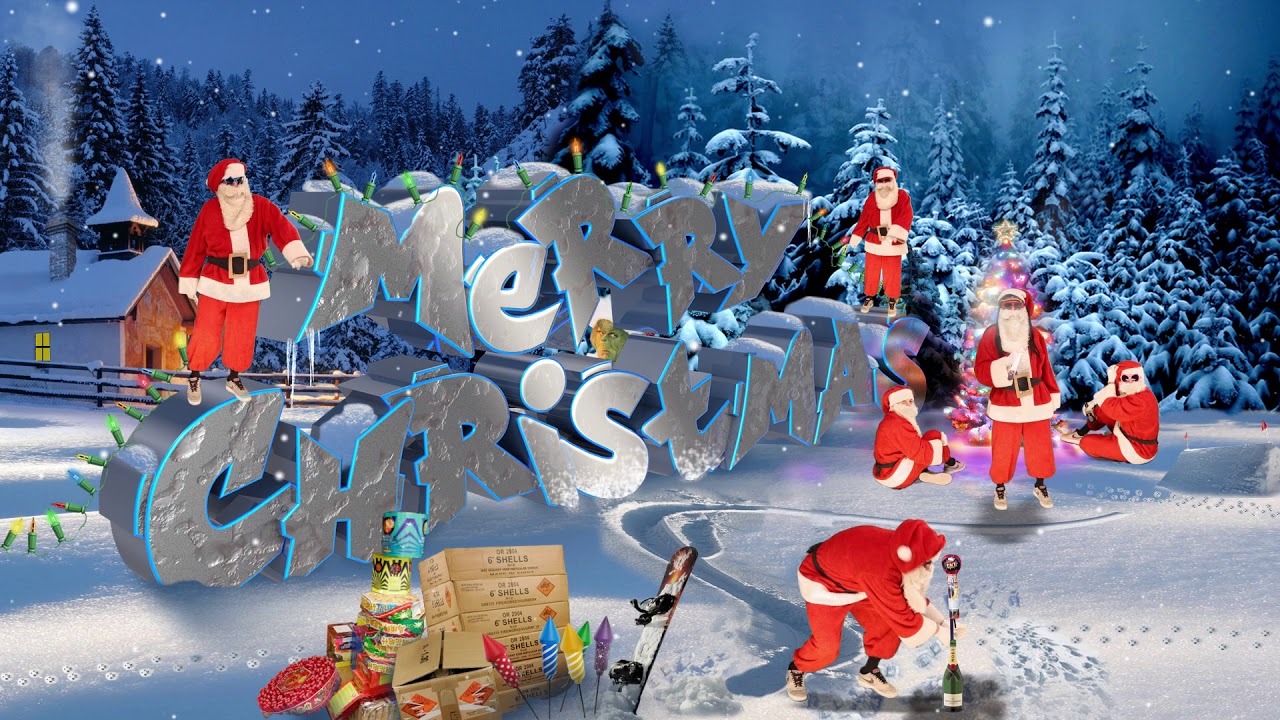 Dancing Santa Playing with Fireworks - Merry Christmas 2026