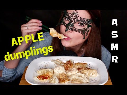 АСМР Японские пельмени с яблоком/ASMR Mukbang APPLE Dumplings & ICE CREAM  *EATING SOUNDS*