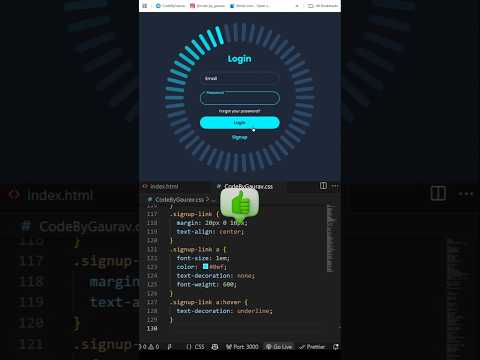 🔐 Animated Login Form using HTML & CSS #webdevelopment #coding #htmlcss #shorts