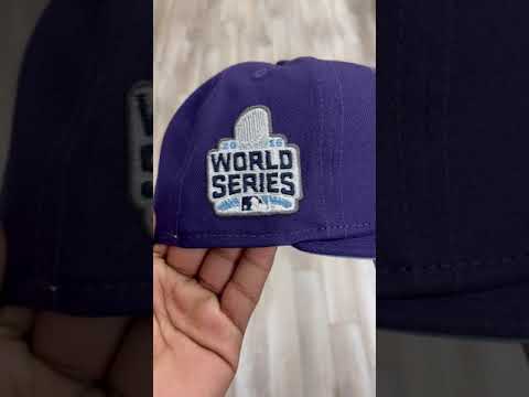 Chicago Cubs 2016 World Series New Era 59Fifty Fitted Hat Glow in the Dark Purple Sky Blue Under Bri