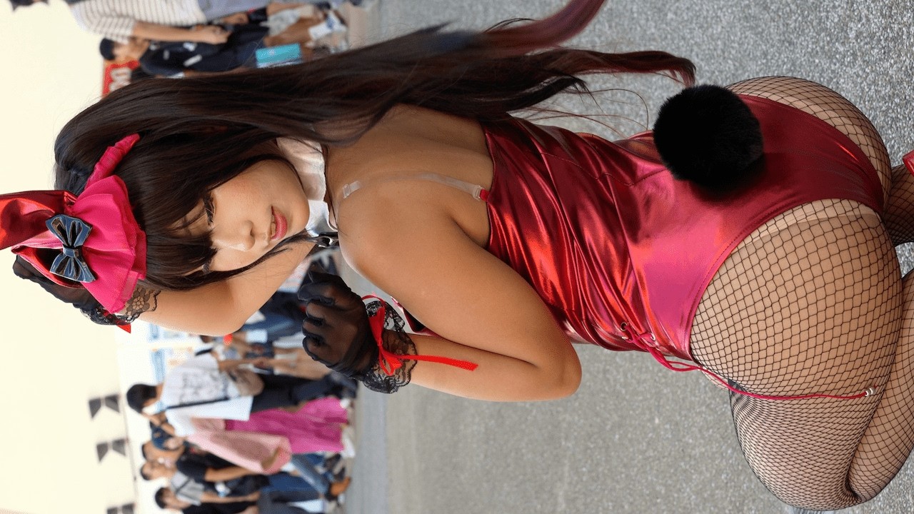 4K 台湾に現れた赤いバニーガールのコスプレイヤー in FancyFrontier FF45 開拓動漫祭
