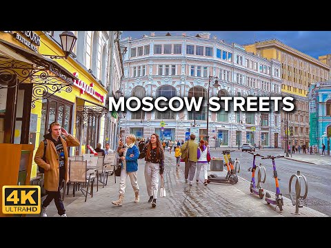 [4K] 🇷🇺 Moscow Street Life ⛅ Myasnitskaya Street to Kitay-Gorod Wall | Very Cold Beginning of Autumn