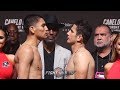 VERGIL ORTIZ AND MAURICIO HERRERA GO FACE TO FACE AT THE CANELO VS JACOBS WEIGH IN