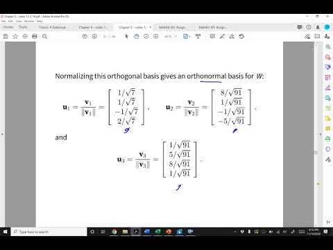 Math 213 Pre-Class Video 5.3 Gram-Schmidt and QR Factorization