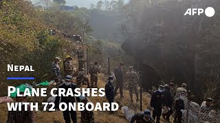 Images of plane crash site in Nepal, 72 passengers onboard | AFP