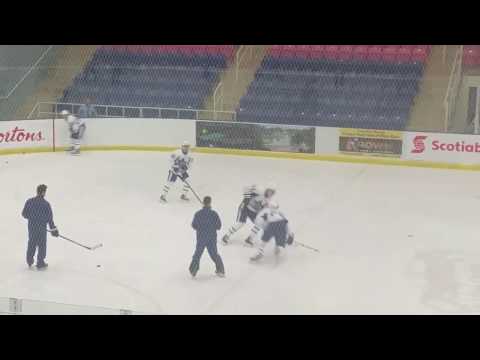 Jeremy Bracco, Dmytro Timashov and Auston Matthews keep away drill.