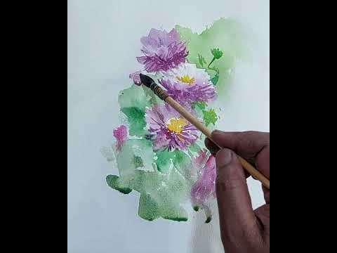 Lavender Luster | Aster Flowers | Floral Watercolor Painting