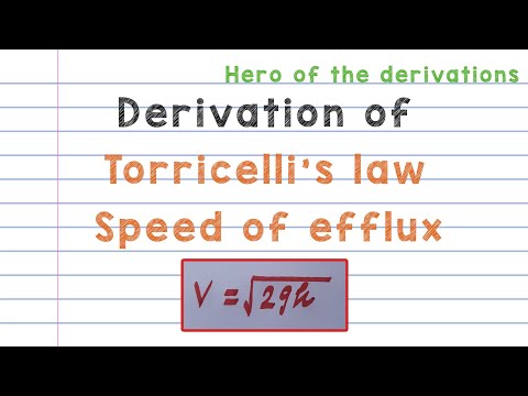 Derivation of Torricelli's equation or Speed of efflux • HERO OF THE DERIVATIONS.