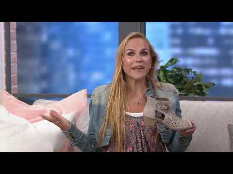 Earth Suede Perforated Peep-toe Booties - Marietta Seren on QVC