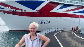 Boarding P&O Arvia in Barbados and Cabin 16238 Balcony Review