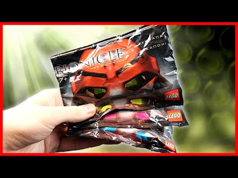 YouTube thumbnail: Opening 10 BIONICLE Mystery Kanohi NUVA Mask Packs from 2002!