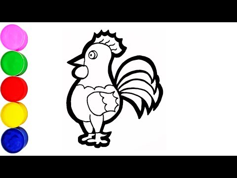 Hahn Zeichnen und Malen für Kinder Farben Lernen auf Deutsch