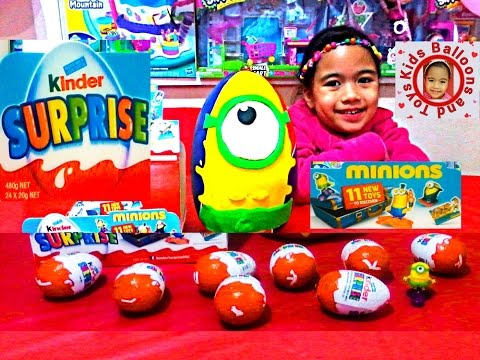 GIANT PLAYDOH SURPRISE Eggs MINION Kinder Surprise Eggs Shopkins Season 2 Kids Balloons and Toys Video