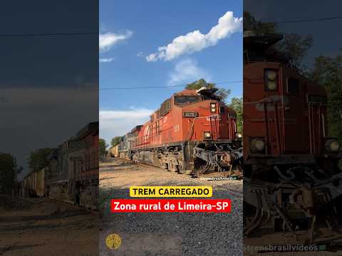 TREM CARREGADO PASSANDO POR ZONA RURAL DE LIMEIRA-SP. #ferrovia #railway #trem #railroad #drone #dji