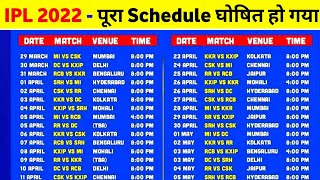 IPL Schedule 2022 - IPL 2022 Start Date & Schedule Announce