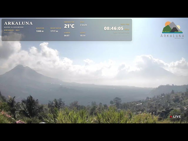 バリ島 キンタマーニ高原から望むバトゥール山、バトゥール湖、アバン山