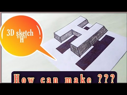 How to Draw 3D Floating Letter H - Trick Art on Paper for beginner's