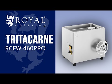 Video - Tritacarne - Rotazione in senso inverso - 550 W - Acciaio inox - 420 - 460 kg/h - Royal Catering