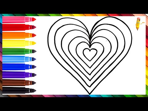 Drawing And Coloring A Rainbow Heart ❤️🌈 Drawings For Kids