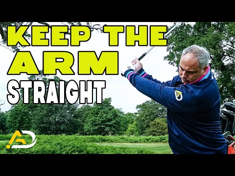 Part of a video titled How To Keep Your Lead Arm STRAIGHT In The Golf Swing