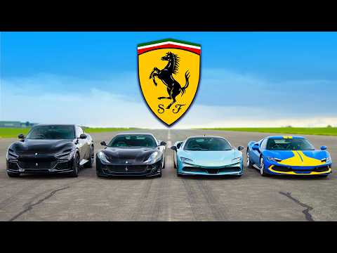 Ferrari Purosangue v 812 v SF90 v 296 GTB: DRAG RACE