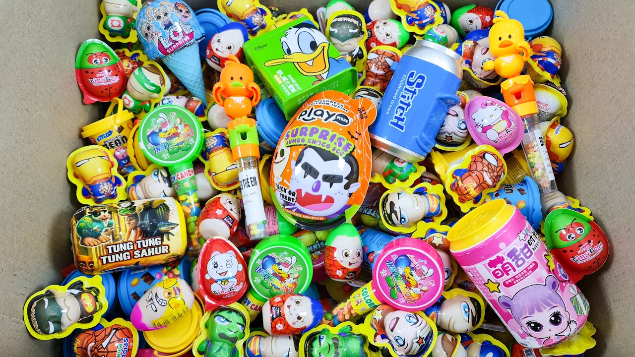 Satisfying Unpacking and Fill Full The Box Of Candy Toys, Surprise Egg and Cute Lollipop - ASMR