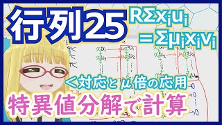 【特異値分解③】特異値分解を計算に応用！　オトナな楽しみ方が求められる数式【行列25 RΣxiui = Σxiμivi】 #175 #VRアカデミア #線型代数入門